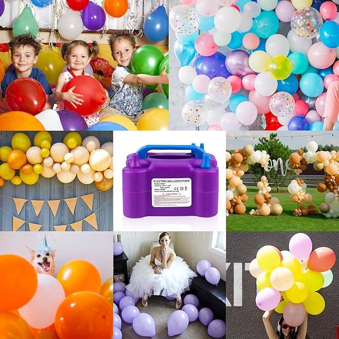 Balloon Pump Electric,110V 600W Balloon Blower Inflator Dual Nozzle Air Pump Balloons Inflator for Decoration, Party, Sport,Gifts:2 Balloon Tying Tools