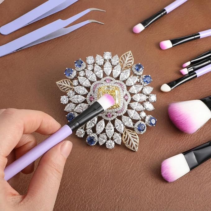9 Pieces Food Safe Paint Brushes, Pastry Brush for Baking Candy Cookie Decoration Brush with Straight Tweezers Stainless Steel Elbow for Fondant Baking DIY Cakes Sugar(Purple Color)