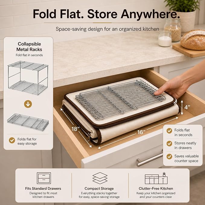 CasaChic 2-Story Bread Proofing Box – Large Capacity Dough Proofer for Sourdough, 70-158°F Temperature Control with 48H Timer - Foldable Bread Warmer with 2 Racks and Humidity Control