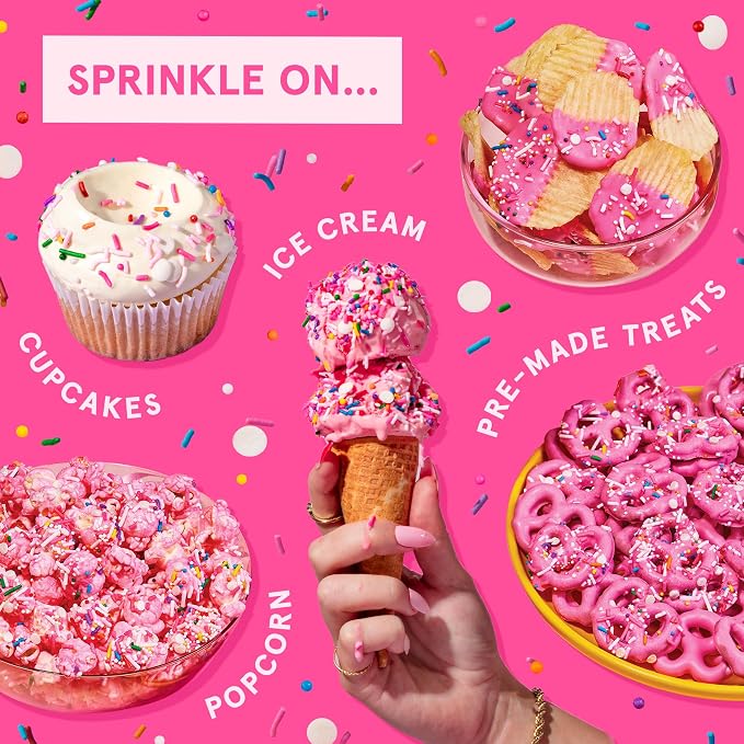 Fancy Sprinkles Pink Pinata Sprinkle Mix | Hot Pink, Pastel Pink & Rainbow Jimmies | Cake, Cupcake & Funfetti Baking | Birthday Party & Girls Night | 1 Pack (0.5c)
