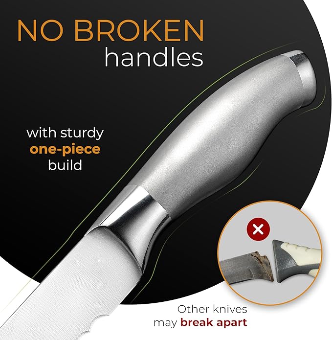 Orblue Serrated Bread Knife with Upgraded Stainless Steel Razor Sharp Wavy Edge - Bread Cutter Ideal for Slicing Homemade Bagels, Cake (8-Inch Blade with 5-Inch Handle)
