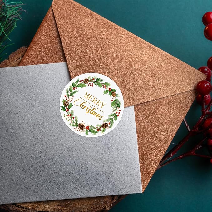 Louise Maelys 2 Inch Merry Christmas Stickers- 120PCS Christmas Envelope Seals Labels Stickers Holiday Labels for Gift Envelope Holiday Decorations