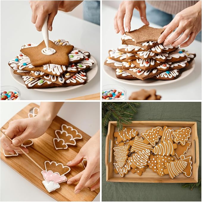 122PCS Tipless Piping Bags Disposable Pastry Bag 12 Inch 100PCS Icing Bags, 10 PCS Frosting Bag Clips, 2 Scriber Needle and 10 PCS Pastry Bag Ties for Cookies Cake Decorating