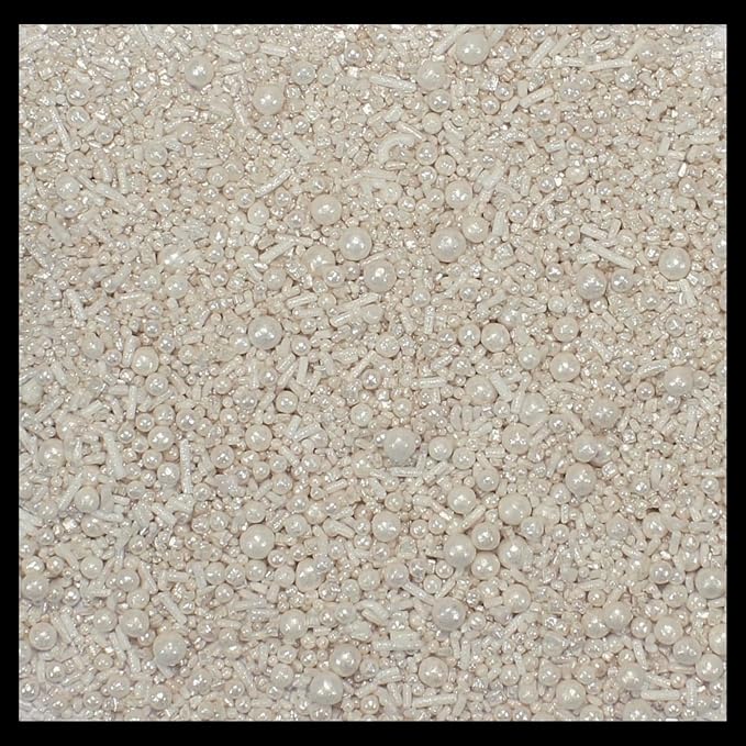 Confect White Sprinkles Mix – Edible Sprinkles for Cakes, Cupcakes & Cookies | White Jimmies & Sugar Pearls | Christmas, Frozen Theme, Birthday Decorations | Vegan, Gluten-Free, Nut-Free, Soy-Free, Dairy-Free, Palm Oil-Free – 4.2 Oz