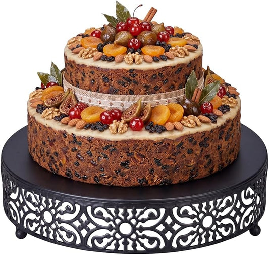 Wenqik 12 Inch Cake Stand Round Metal Cupcake Dessert Wedding Cake Stand Cookies Display Holder Fruit Food Serving Tray for Table Wedding Birthday Anniversary Party Decor (Black)