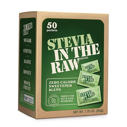 Stevia In The Raw 50 Count Box (Pack of 1) , 1.75 ounce each | Zero Calorie Stevia Sugar Substitute Packets, No Erythritol or Artificial Flavors, Vegan, Gluten Free, Kosher