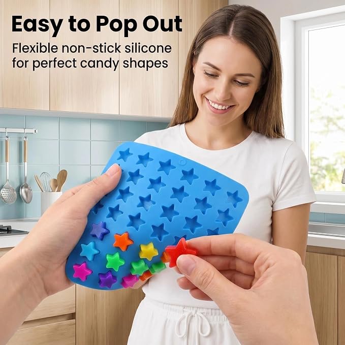 Star Gummy Candy Molds - 240 Cavity Silicone Candy Molds with 2pcs Dropper for Hard Candy, Gummy, Caramels, Chocolate, Ganache, Ice Cubes