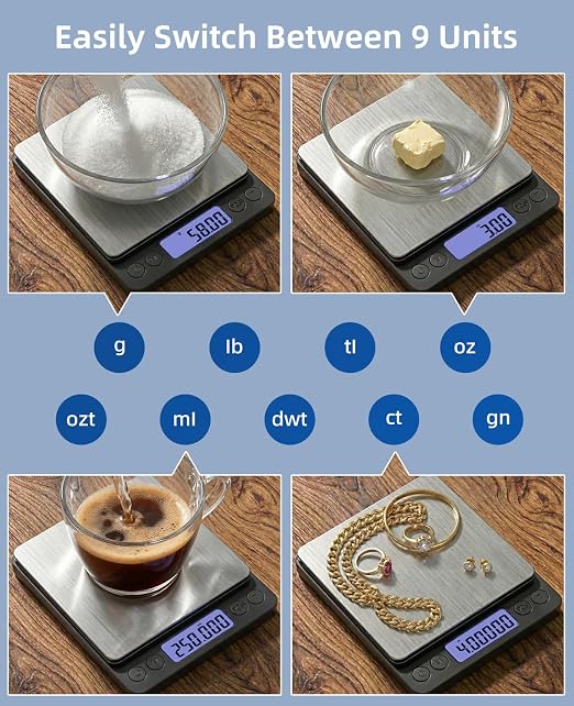 500g/0.01g Digital Gram Scale, High Precision Mini Pocket Scale with Protective Cover, Portable Electronic Kitchen Food Scale, 6 Units & Tare Function for Gemstones, Herbs, Coins, Silver