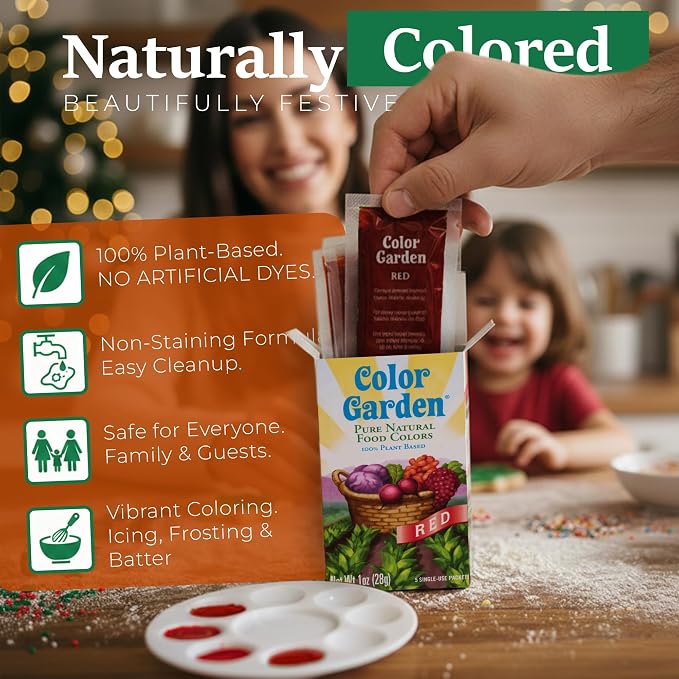 Color Garden Pure Natural Food Coloring, Red – 5 ct 1 oz | Plant-Based, Vegan, Non-Toxic Liquid Food Dye, Healthy Food Coloring