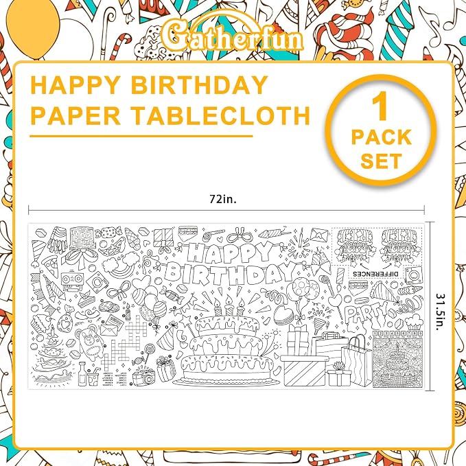 Gatherfun Giant Coloring Poster for Classroom Wall - Versatile 31.5 x 72 Inches Birthday Activity Poster/Table Cover, School Parties, Birthday Party and Special Events Decoration