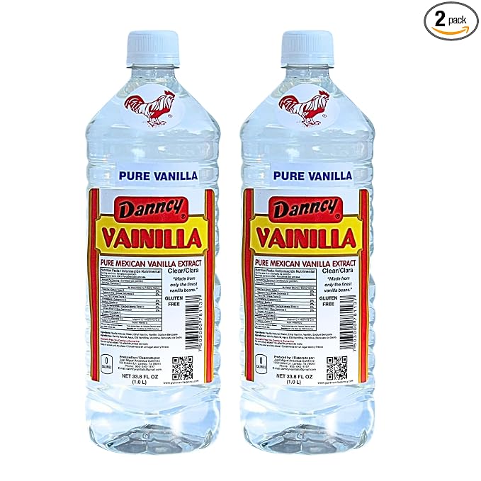 Danncy Vanilla Clear 33.8 fl oz (1L) 2 pack - Authentic Mexican Vanilla Flavor