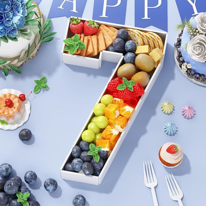 HILAVO Cardboard Number for Charcuterie, 13.7" Cardboard Number 7 Fillable Number for Food Paper Mache Number Boxes for Cupcake Sweet Candy 7th Birthday Anniversary Party Decorations