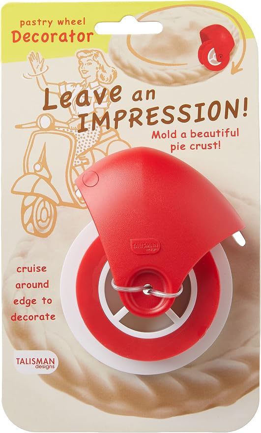 Talisman Designs Pastry Wheel Pie Crust Decorator | Pie Crust Wheel | Pie Crust Decorating Tools | Easy to Use Pastry Wheel | Pie Decorating Tools & Gadgets | Pie Crust Embosser
