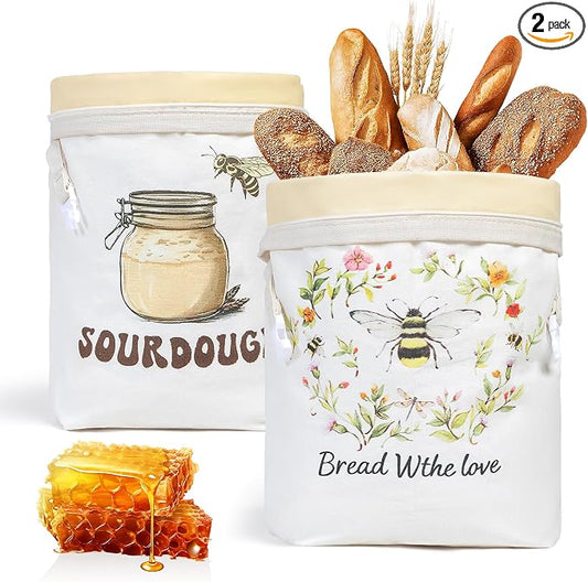 lorine Beeswax Bread Bags for Homemade Bread & Sourdough –17"×13" 2PC XL Eco-Friendly, Natural Food-Safe Storage Bag to Sourdough Bags with Sealing Zip to Keep
