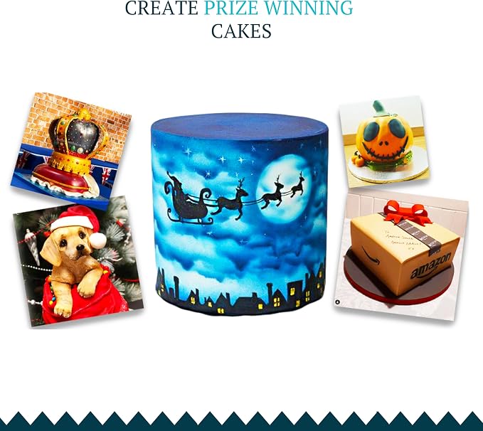 Watson & Webb Foundation Selection - 17pcs Cake Airbrush Decorating Kit - Inc Professional 3 Speed Mains Powered Spray Gun, 13 Vibrant Colours, and Tools - for Food, Cakes, Cookies & Baking