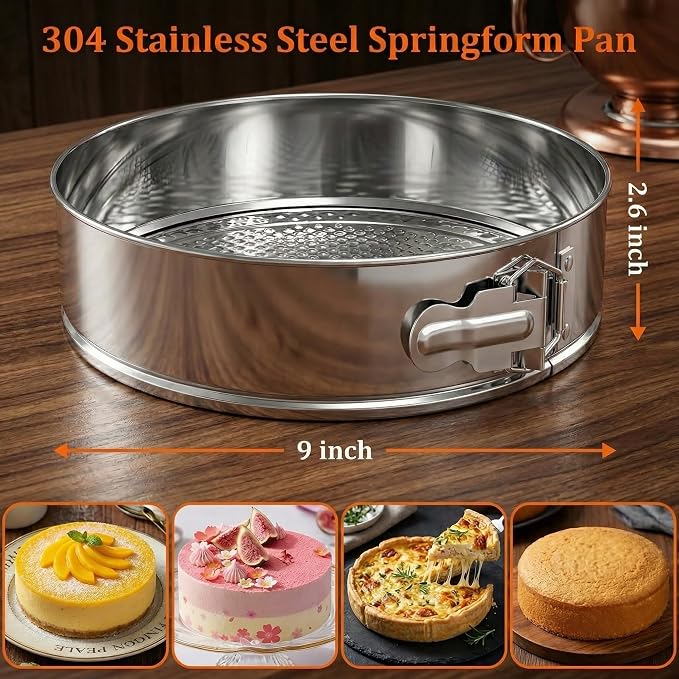 Non-stick Springform Pan with Removable Bottom, Leakproof Round Cheesecake Pan, Heavy Duty Bakeware Cake Mold for Baking, Oven Safe (9")
