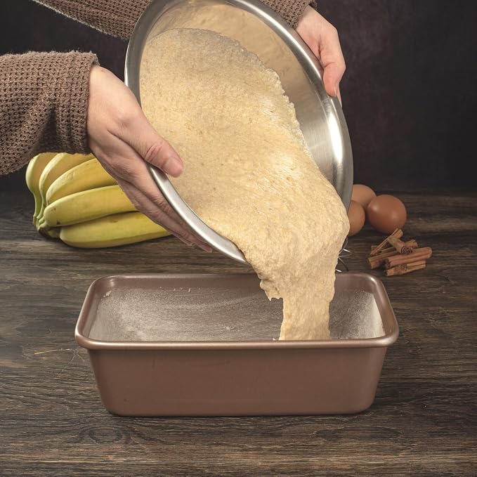 HAPPIELS 5x9in Nonstick Loaf Pan 1lb for Oven Baking, PFOA & BPA Free | Non Toxic Loaf Tin | Molds for Baking | Best 9 x 5 Non stick Bakeware | Nontoxic 5x9 Banana Bread Mold Pans & Tins