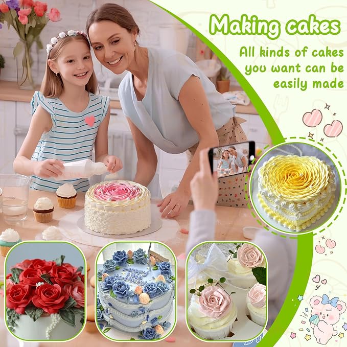 Suuker Fondant Rose Piping Tips Set, 7 Pieces | Stainless Steel, Silver, Cake Decorating, Baking Supplies