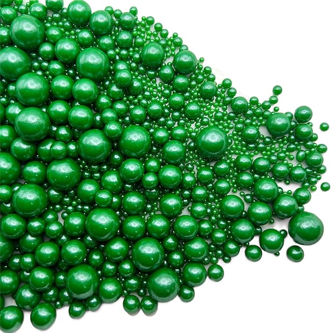 Christmas Green Pearl Sprinkles for Cake Decorating 5.1 OZ Green Edible Pearls Edible Cupcake Decorations Halloween Christmas Cookie Decorations Edible Sugar Pearls for Cakes,Cupcakes Toppers Baby Shower Wedding Supplies