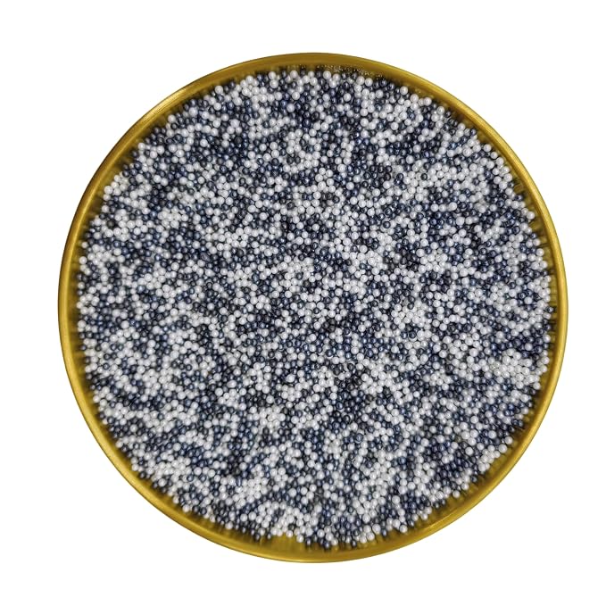 Edible Black & White Pearl Sugar Sprinkles Candy 2mm Mini Pearls Cake Decorations Cupcake Toppers Cookie Decorating Perfect for Wedding Party Valentine Halloween Christmas Supplies 3OZ