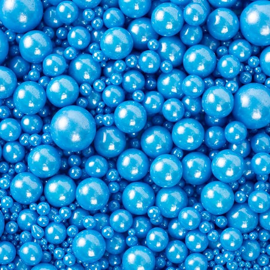 Royal Blue Sprinkles for Cake Decorating 3.5 Ounces Patriotic Edible Sugar Pearls Mixing Sizes for Cupcake Topper, Cookies, Ice Cream Toppings Cake Decorations for 4th of July Celebrations