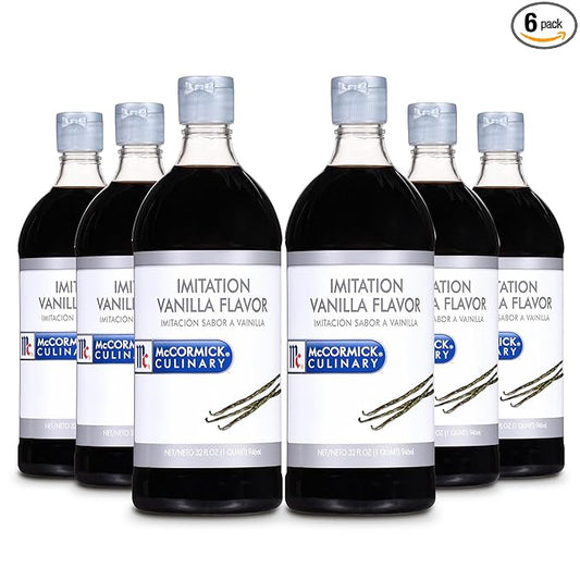 McCormick Culinary Imitation Vanilla Flavoring, 32 fl oz (Pack of 6) - Six 32 Fluid Ounce Bottles of Imitation Vanilla Extract for Baking, Best for Cakes, Frostings, Desserts and More