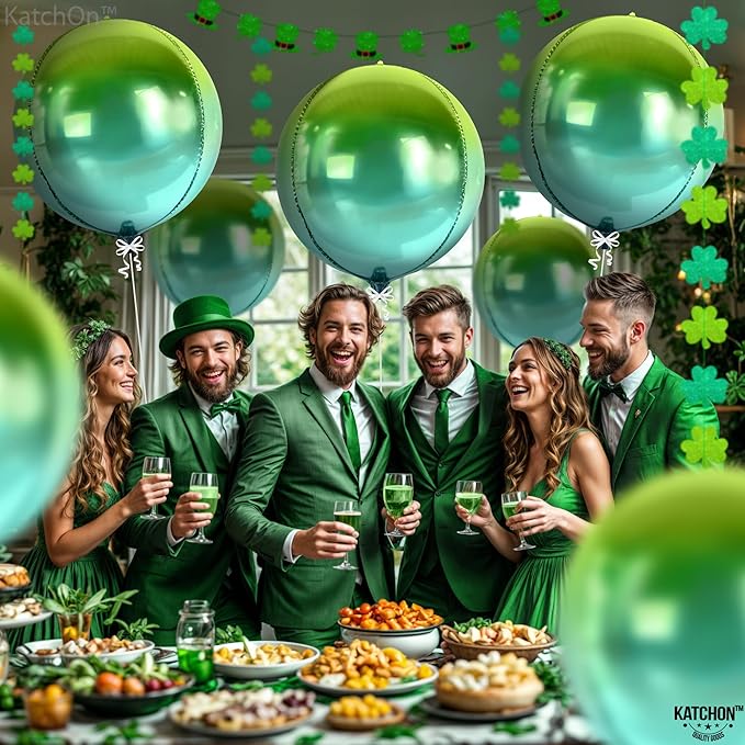KatchOn, Big Gradient Green Mylar Balloons - 22 Inch, Pack of 6 | XtraLarge Metallic Green Balloons for St Patricks Day Decorations, Tropical Party Decorations, Ramadan Decorations, Birthday Décor