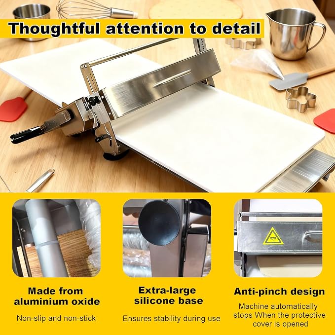Folding Dough Sheeter for Home, Dough Sheeter Roller Machine Thickness Adjustable, Stainless Steel Dough Laminator for Croissant Pizza Puff Pastry (32.7 * 18.9 * 9.8in)