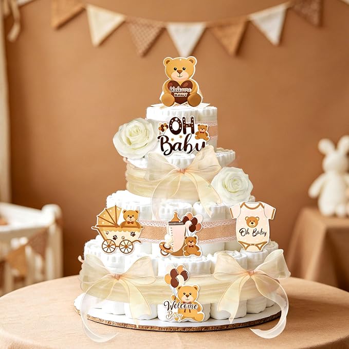 Boho Baby Shower Diaper Cake Decorating Kit Party Supplies Gender Reveal Decorations Baby Shower Gifts Cake Topper