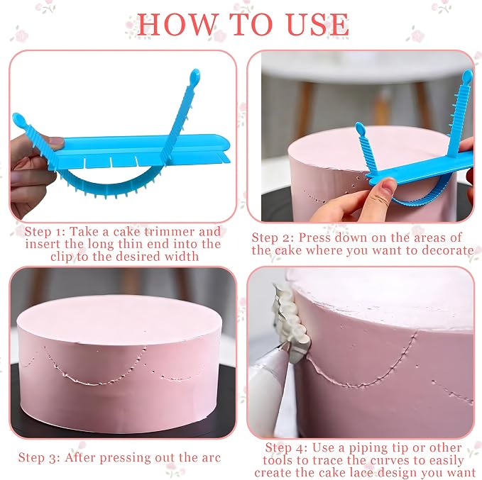4PCS Cake Arch Guide Tool,Adjustable Fondant Cake Arc Ruler for Cake Baking | Decorative Marking Divider Aid,Pastry Decorating Supplies for Home Kitchen Bakeries Practical Swag Guide Gadgets Accessories