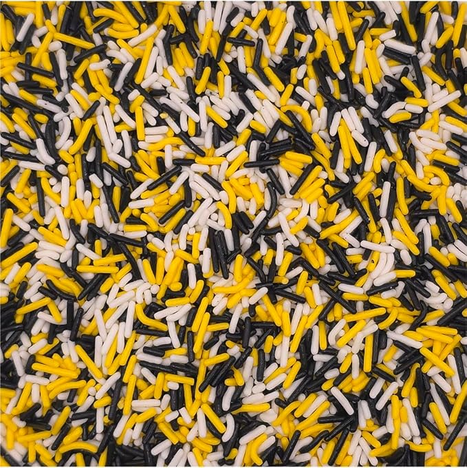 NCS Black, Yellow & White Jimmies Edible Sprinkles – Cupcake, Cake & Cookie Decorations, 7 oz