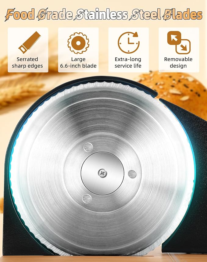 Redants Manual Bread Slicer for Homemade Sourdough Bread, Versatile Hand Crank Bread Slicer, Adjustable Thickness for Smooth Cutting, Food Grade Stainless Steel (Black)