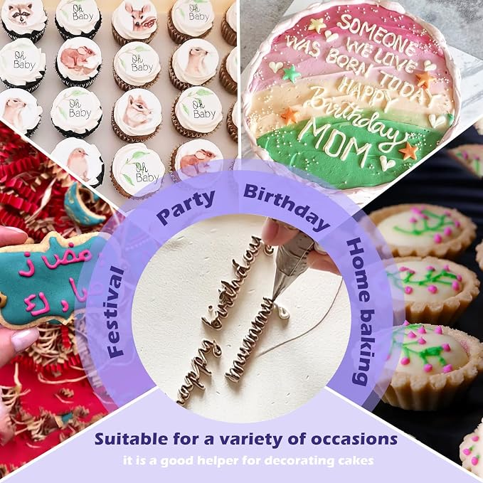 Hendiy 6 Pieces Round Stainless Steel Piping Tips Set | Icing Tips, Cupcake Frosting Nozzles, Small Decorating Piping Tip, For Cookies Cupcake