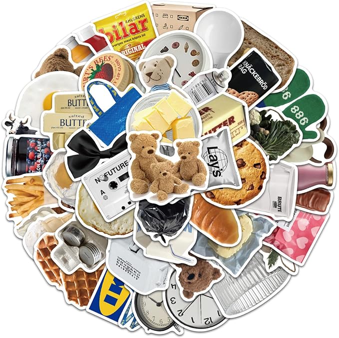 Cute Milk Cookie Stickers, 50PCS Vinyl Waterproof Decals for Kids Teens Adults Home Decor, Water Bottles Laptop Scrapbook