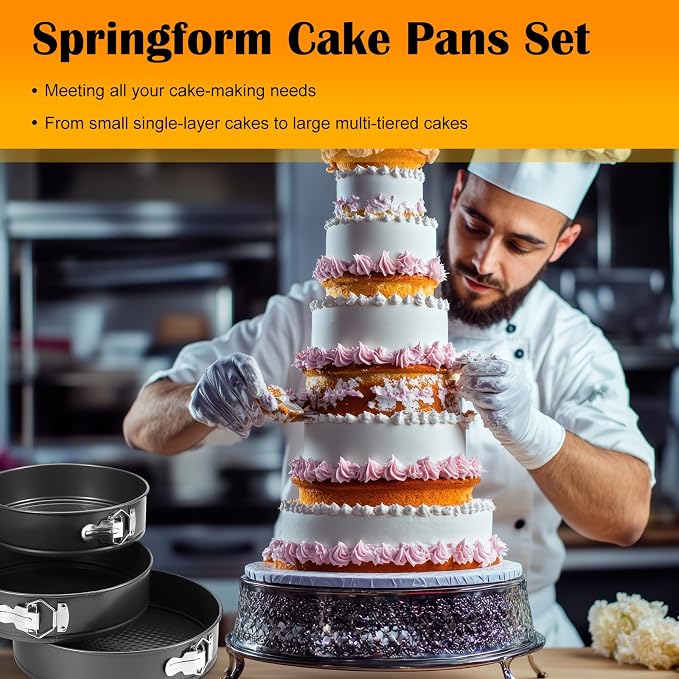 Nonstick Springform Cake Pan Set 6 Sizes (7 8 9 9.5 10 11 Inch) Leakproof Cheesecake Pans with Removable Bottom for Baking Pizza Quiche