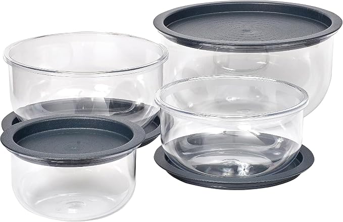Buddeez Tritan™ Bowl Set 8 Piece - Crystal Clear Nesting Storage Bowls for Kitchen - BPA Free Mixing Bowls with Lids
