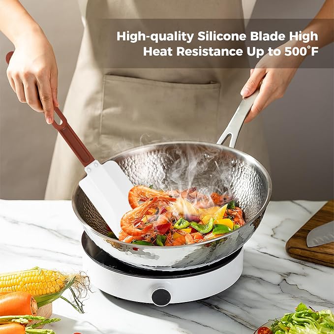 High Heat Resistant Silicone Spatulas, 13-1/2" Commercial Spatula 500°F Heat-Resistant Heavy Duty Spatula Non-Stick Scraper, Ideal for Baking/Cooking/Mixing, Commercial Dishwasher Safe