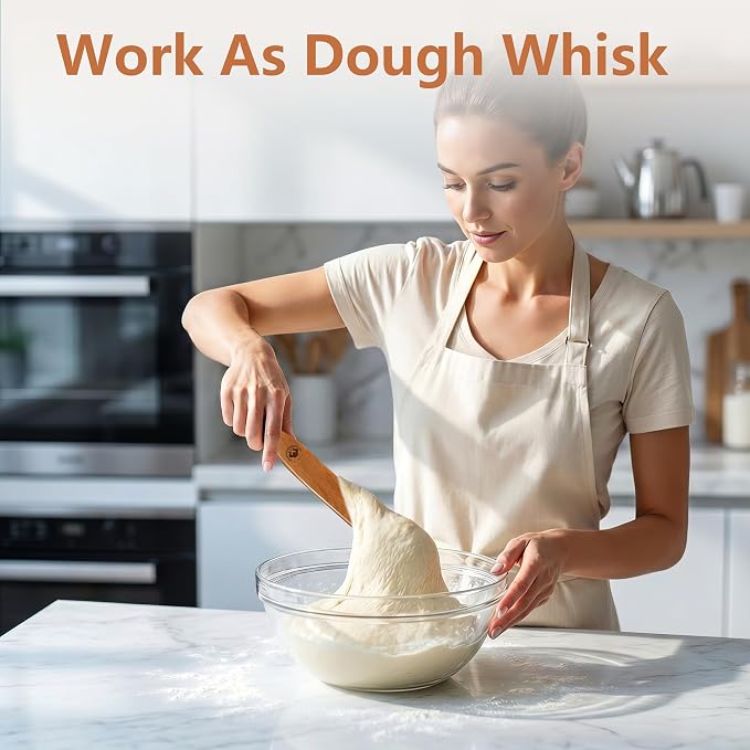 1 Pack Shorter Teak Wood Spurtle – Sourdough Starter, Jar Bottom Scraper & Shorter Handle Dough Whisk, Moisture-Resistant Kitchen Tools for Baking & Non-Stick Safe Cookware