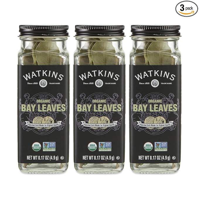 Watkins Gourmet Organic Spice Jar, Bay Leaves, 0.17 Ounce Jar, 3 Count