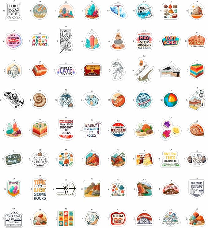 100Pcs Geology Stickers for Water Bottles, Geologist Stickers - Gift for Geologist - Geology Party Decorations and Favors - Gift for Women & Men