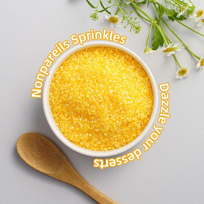 Sujoygar Yellow Sanding Sugar Sprinkles, 5oz Edible Yellow Cake Sprinkles for Cupcake Topper Chocolate Cookies Baking Decoration Cocktails, Wedding Spring Party Food Crystals Supplies