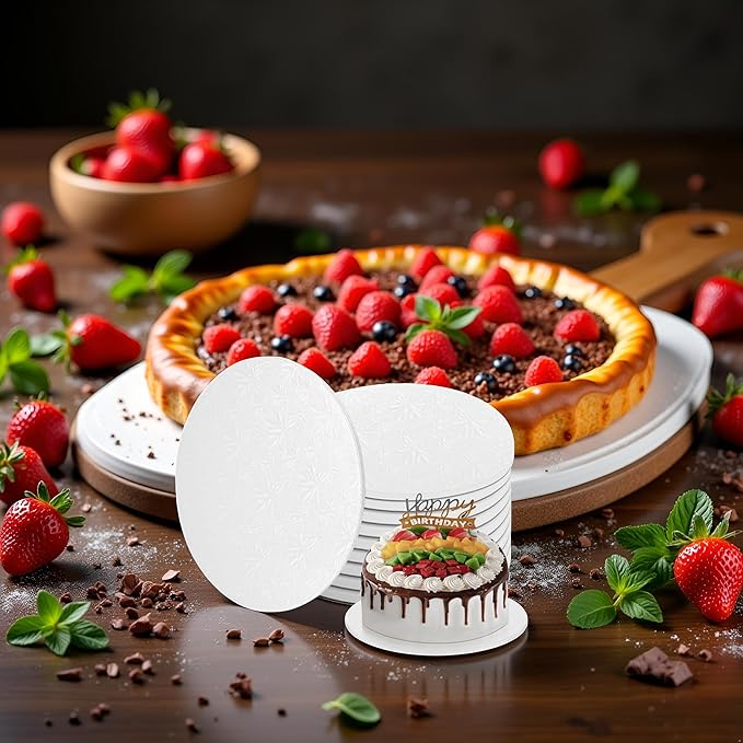 10 Inch Round Cake Boards, 10PACK White Cake Drums, Sturdy Cake Cardboard Bases para Pasteles for Pastry Baking, Wedding,Party, Fathers Day Pizza Desserts 1/4 Inch Thick