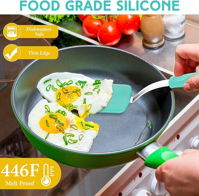 Small Silicone Spatula Flexible Silicone Cookie Spatula Heat Resistant Small Pancake Turner for Kitchen Use Nonstick Cookware No Scratch Cooking Flipper for Egg Pancake