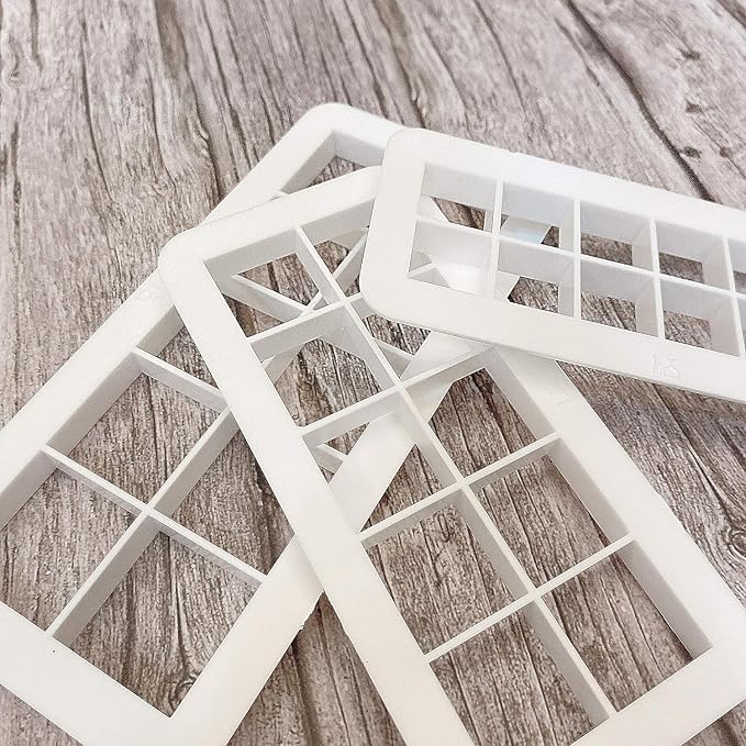3Pcs White Square Cookie Cutter Set, 3 Size Geometric Multicutter Square Cake Fondant Cutter, Biscuit Cutters Cake Decorating Use Safety Easy to Store,Baking Tools and Accessories