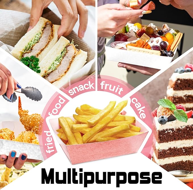50 Pack Plastic Charcuterie Boxes with Clear Lids, 5" Small Paper to Go Food Container for Sandwich Salad Snack, Disposable Mini Bakery Dessert Boxes for Cupcakes Slice Cookies Strawberry Pink
