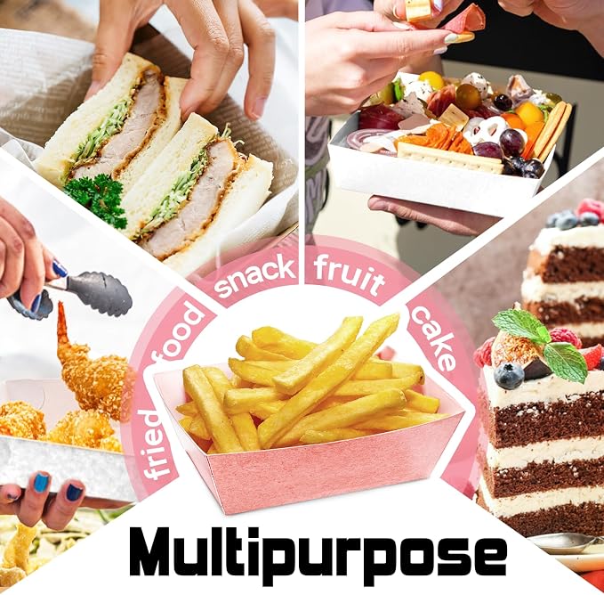 100 Pack Plastic Charcuterie Boxes with Clear Lids, 4" Small Paper to Go Food Container for Sandwich Salad Snack, Disposable Mini Bakery Dessert Boxes for Cupcakes Slice Cookies Strawberry Pink