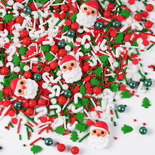 Sujoygar Christmas Cake Sprinkles, 3.52oz Edible Santa Claus Christmas Sprinkles for Cake Decorating Cupcake Toppers Baking Cookie Ice Cream Dount Chocolate