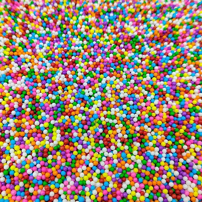 Colorful Sprinkles Rainbow Nonpareils Sprinkles Edible Mini Pearl Sprinkle for Cake Decorations, Baking, Ice Cream, Cookies, Donuts and Lollipops - 2mm Sugar Pearls