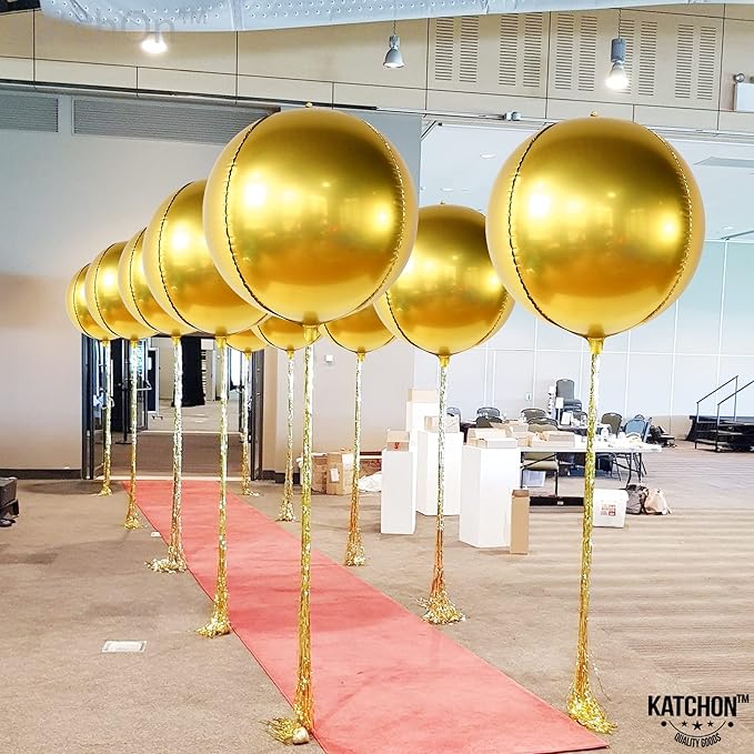 KatchOn, Big Gold Foil Balloon - 22 Inch, Pack of 6 | Gold Mylar Balloons for Golden Party Decorations | Metallic Gold Balloon Birthday Party Decor, Wedding, Engagement, Ramadan Decorations