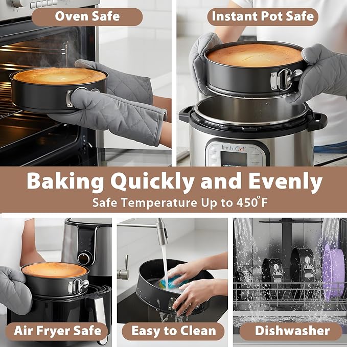 Springform Pan Set of 3 Leakproof Spring Form Pan for Cheesecake, Nonstick 4 7 9 Inch Cheesecake Pan with Silicone Protector, Springform Cheese Cake Pans Sets for Baking with 50Pcs Parchment Paper